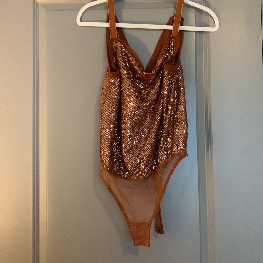 Copper/orange Free People sparkle bodysuit